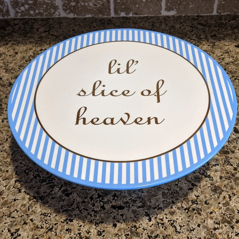 2018 Draper James Blue Stripes Baby Brunch Lil Slice Of Heaven Cake Stand Spring